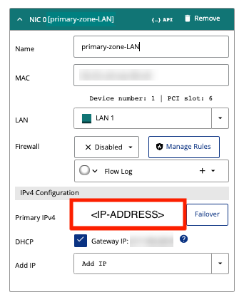 VM Network settings IP
